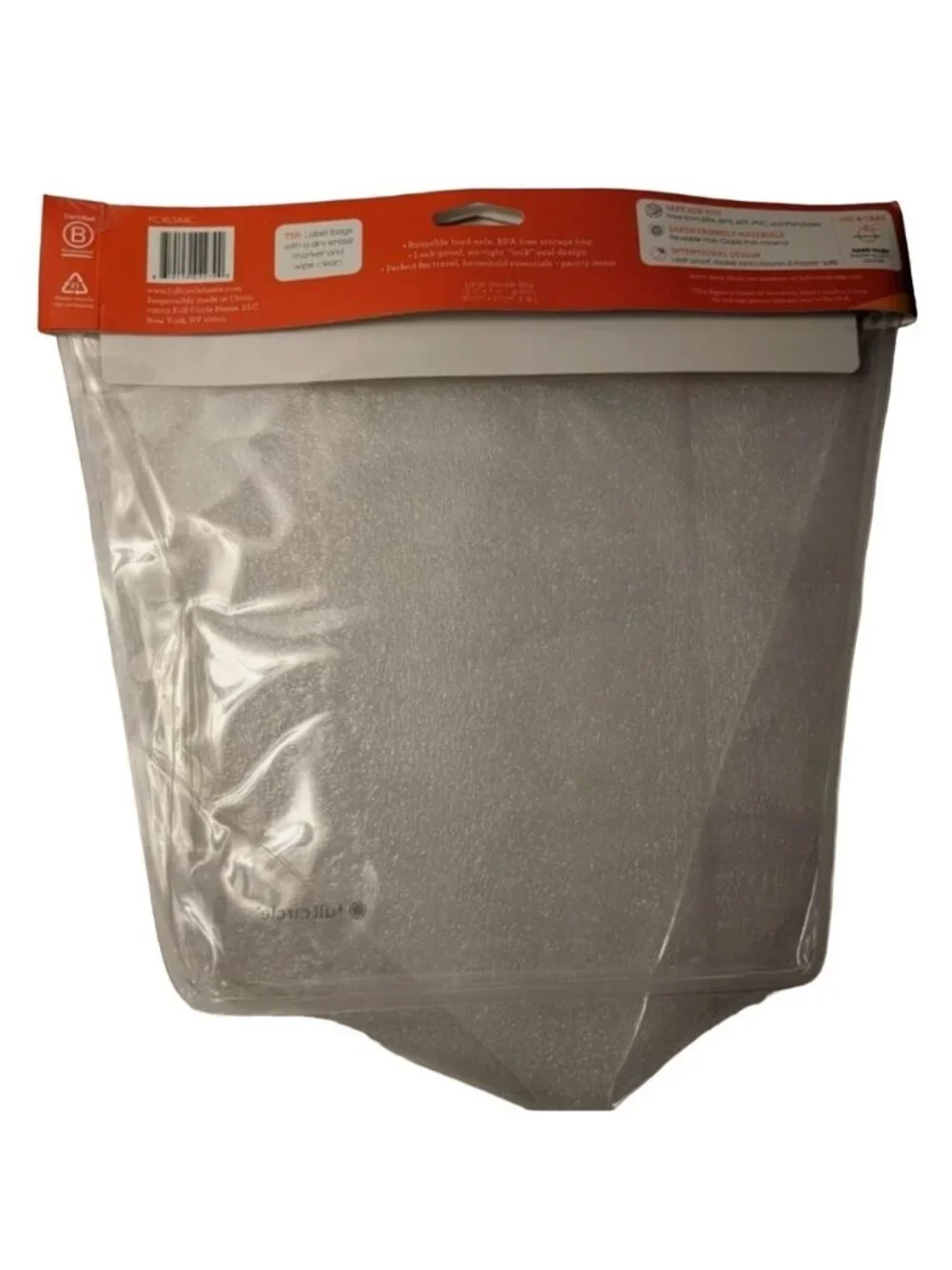 Full Circle Ziptuck Reusable Storage Bag Large Clear 12